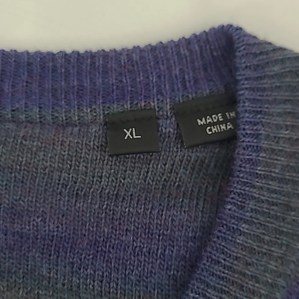 Bugatchi Gradient Striped V Neck Wool Sweater‎ Men's Size XLarge
